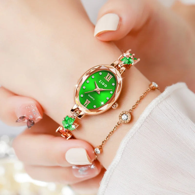 luckacco uthai v22 women's watches light luxury diamond inlaid female watch waterproof oval ladies fashion quartz bracelet wristwatch