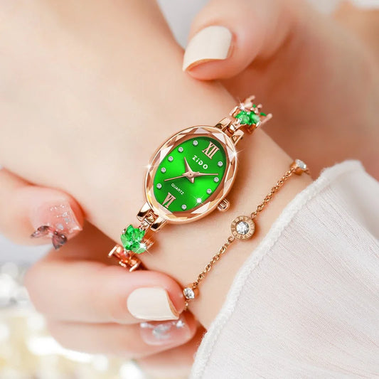 Luckacco UTHAI V22 Women's Watches Light Luxury Diamond Inlaid Female Watch Waterproof Oval Ladies Fashion Quartz Bracelet Wristwatch
