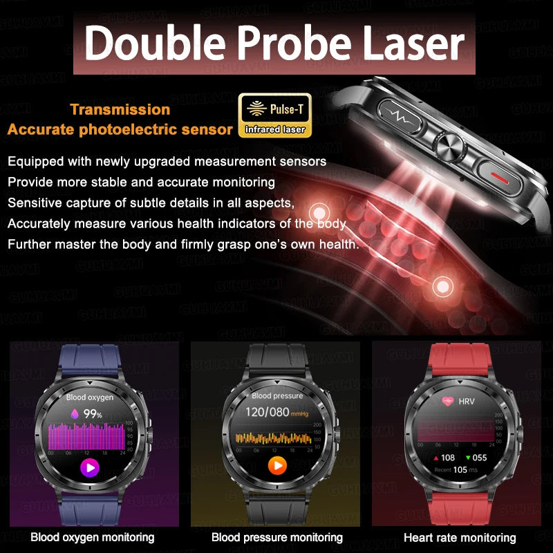 luckacco 2025 new high-end health care watch 7 ultra smart watch men ecg+ppg uric acid blood lipids body analysis bt call nfc smartwatchs