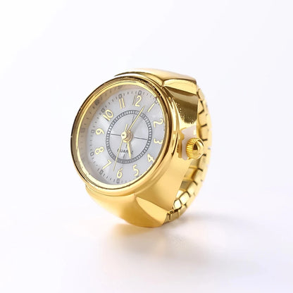Luckacco Steel Fun New Roman Quartz Finger Watch Rings Vintage Punk Mini Elastic Strap Alloy Watches Couple Rings Jewelry Clock Women Men