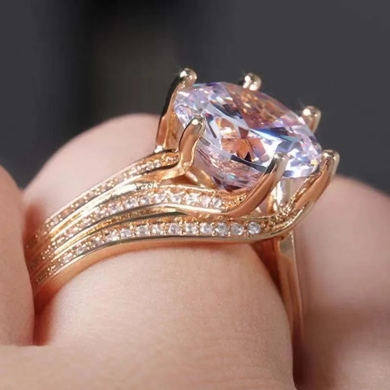luckacco trendy silver color claws design big crystal wedding rings for women cubic zirconia charms bridal engagement ring jewelry gift