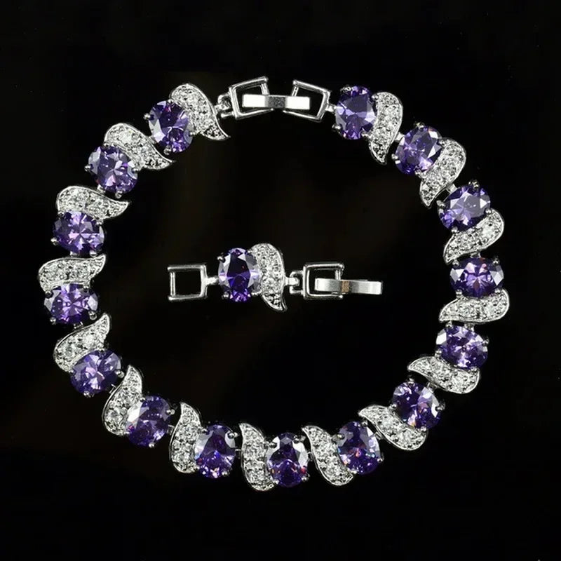 luckacco exquisite shiny tennis ball shape crystal zircon bracelet for women fashion evening party jewelry girls gift