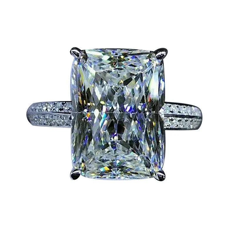 luckacco fashion big square crystal stone women wedding bridal ring luxury engagement party anniversary best gift large rings