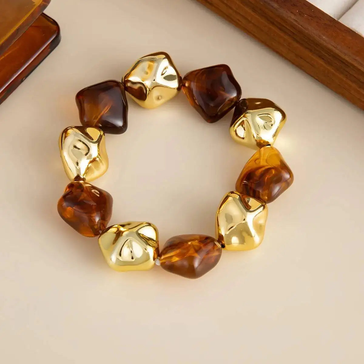 luckacco 6 style boho punk geometric acrylic resin elasticity bangles for women vintage ccb beads bangle bracelets charm jewelry