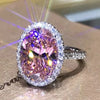 Luckacco Pink Cubic Zirconia Ring Suitable for Women's Engagement Wedding Luxury Accessories Sparkling Silver Fashion Jewelry