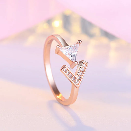 Luckacco 925 Sterling Silver Zircon Adjustable Ring Simple Fashion Exquisite Student Girlfriend Jewelry Accessories Wedding Party