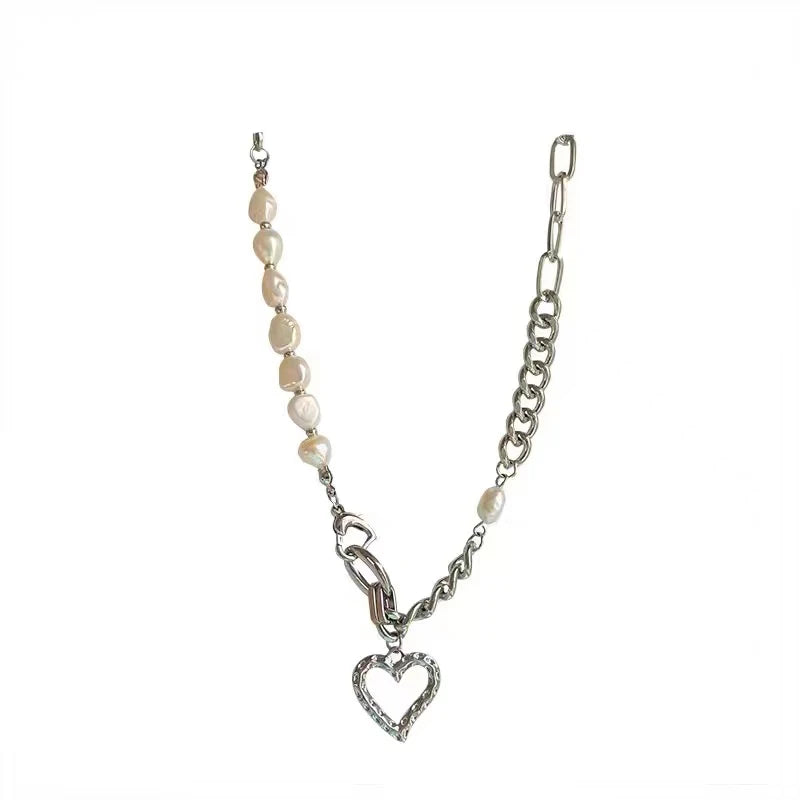 luckacco new 925 sterling silver heart necklace love pendant hip hop style choker party gift for women fine jewelry
