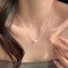 Luckacco 925 Sterling Silver Geometric Shape Necklace Simple Charming Woman Round Bead Pendant Choker Birthday Gift Exquisite Jewelry