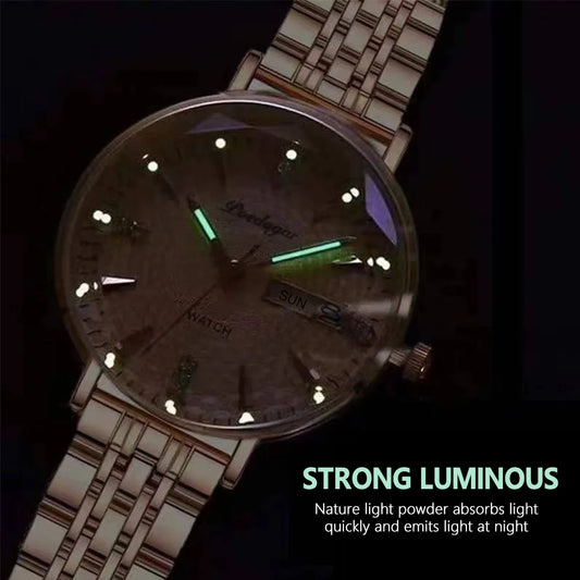 Luckacco POEDAGAR Elegant Luxury Women Watch Waterproof Luminous Date Week Ladies Watches Fashion Stainless Steel Quartz Woman Wristwatch