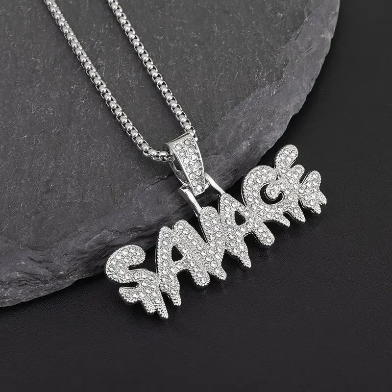 luckacco hip hop ice out zircon letter otf letter pendant necklace for men and women fashion rock party jewelry gift