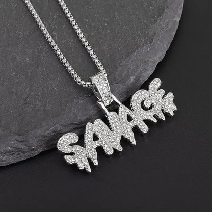 Luckacco Hip Hop Ice Out Zircon Letter Otf Letter Pendant Necklace for Men and Women Fashion Rock Party Jewelry Gift