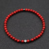 Luckacco New Fashion Cross Bracelet For Men 4mm Small Beads Strand Braslet Natural Red Howlite Lava Stone Braclet Hematite Healing Joias