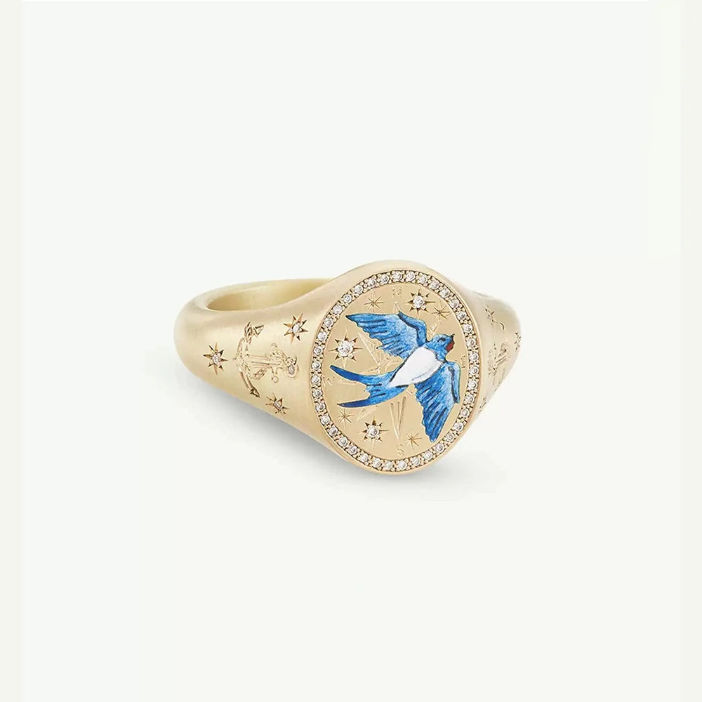 luckacco 2025 new finger ring copper gold color plated metal tarot enamel stainless steel rings for women jewelry