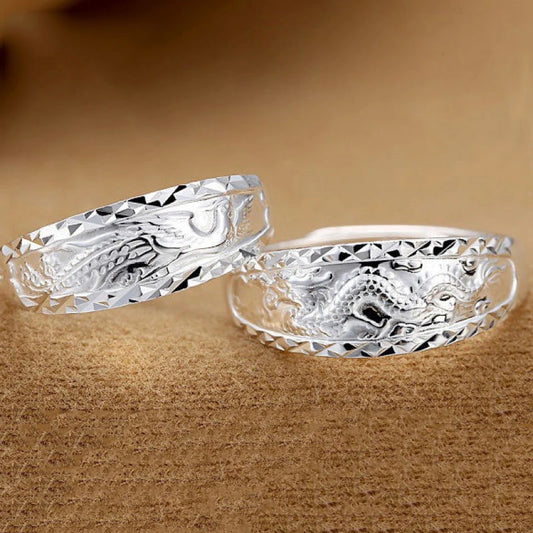 Luckacco High-quality Couple Wedding Ring for Woman Men 2Pcs Love Heart Zircon Adjustable Rings Fashion Stainless Steel Engaged Jewelry