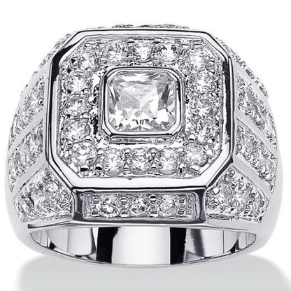 Luckacco Luxury Women Rings Silver Color Square Round White Stone Rings Party Accessories Gift