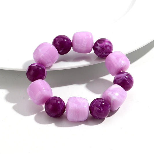 Luckacco Acrylic Chunky Irregular Square Round Beaded Bracelet for Women European and American Simple Bracelet Fashion Hand Accessories