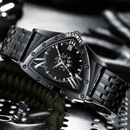 Luckacco Men Watches Unique Design Top Brand Luxury Men's Wrist Watches Quartz Wristwatch Fashion Male Clock Stainless Steel Band