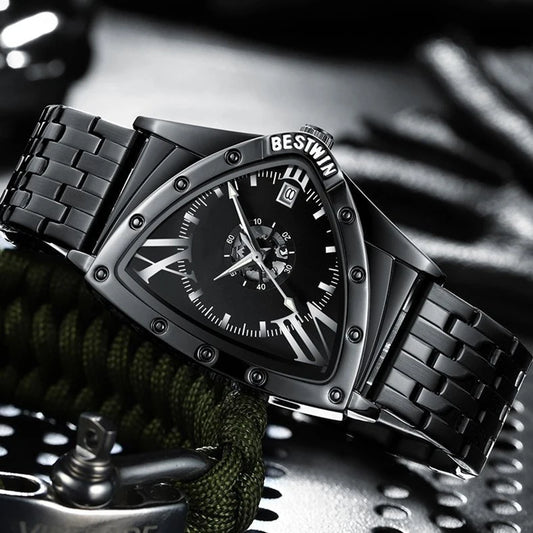 Luckacco Men Watches Unique Design Top Brand Luxury Men's Wrist Watches Quartz Wristwatch Fashion Male Clock Stainless Steel Band