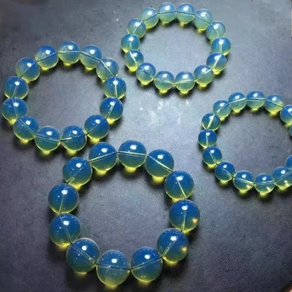 Luckacco Dominican Bracelets Water Purification Blue Amber Single Circle Hand String Amber Round Beads Buddha Bead Bracelet Femme Gift
