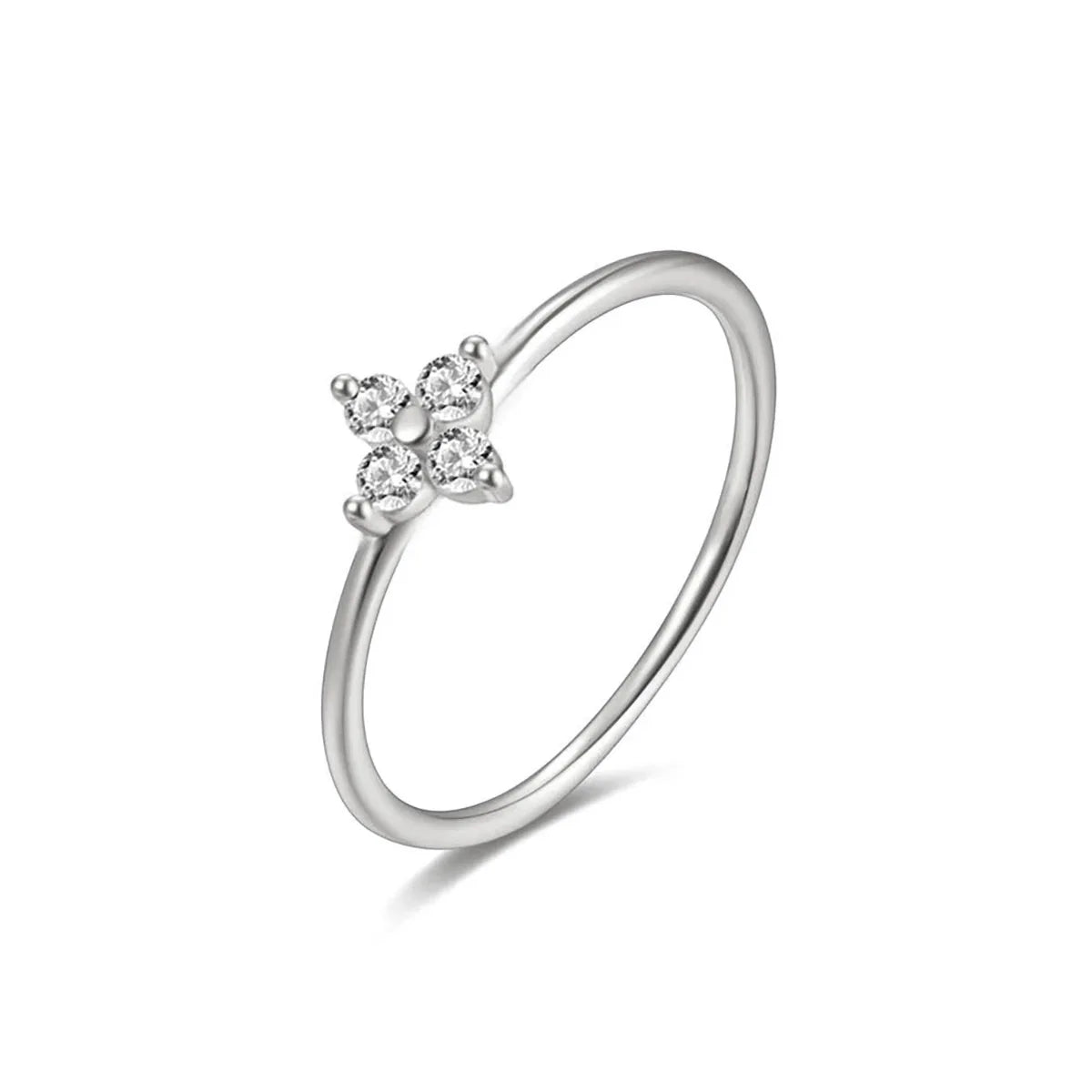 luckacco fashion new flower stainless steel ring for women personalized exquisite crystal ring jewelry accessories exquisite gift jewelry