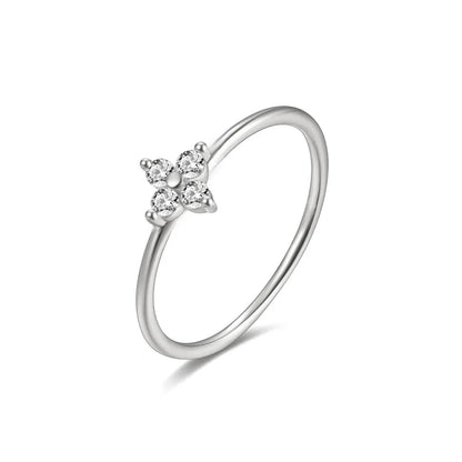 Luckacco Fashion New Flower Stainless Steel Ring for Women Personalized Exquisite Crystal Ring Jewelry Accessories Exquisite Gift Jewelry