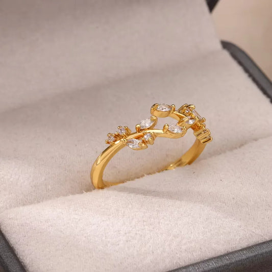 Luckacco Elegant Stainless Steel Big Bloom Flower Rings For Women Gold Color Sun Starfish Open Ring Finger Jewelry Wedding Her Gift Punk