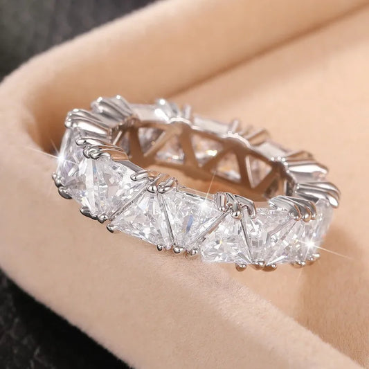 Luckacco daily picks Triangular CZ Promise Rings for Women Luxury Trendy Wedding Bands Accessories Engagement Party Hot Fashion Female Jewelry