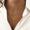 Luckacco S925 Sterling Silver Double-Deck Circle Zircon Pendant Long O-Chain Choker Necklace 2024 Spring Women Wedding Fine Jewelry