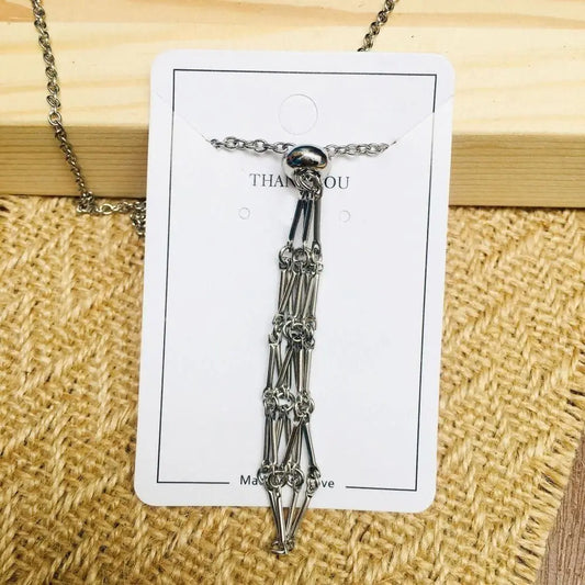 Luckacco Stainless Steel Crystal Holder Cage Necklace Silver Color Interchangeable Stone Holder Necklace Necklace Accessories Gold Color