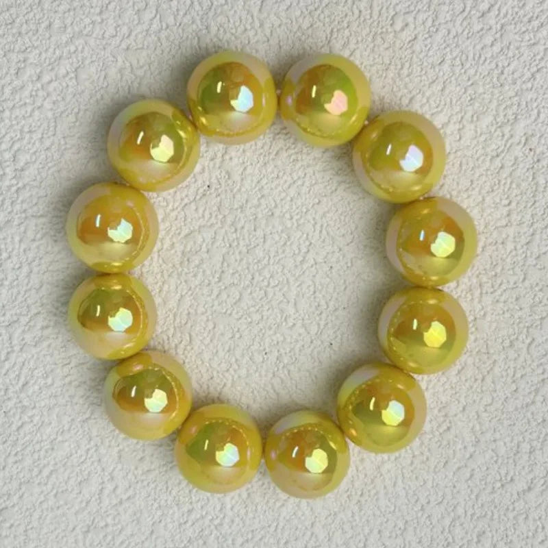Luckacco European and American contrasting color laser beaded resin bracelet Beads 16mm E