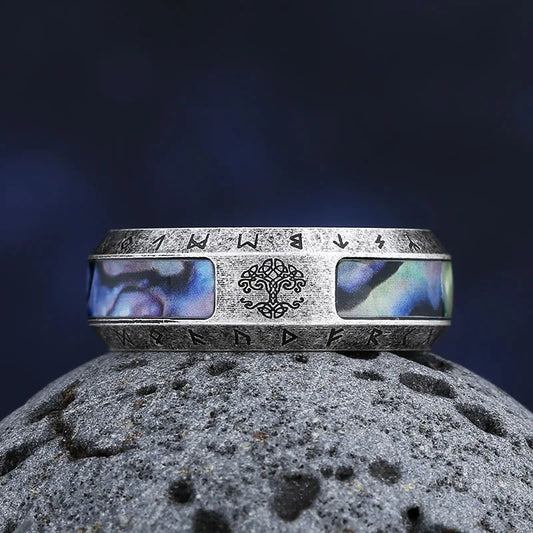 Luckacco Valentine's day Gift Nordic Viking Tree Of life Rings For Men Stainless Steele Vintage Celtic Knot Ring Amulet Jewelry