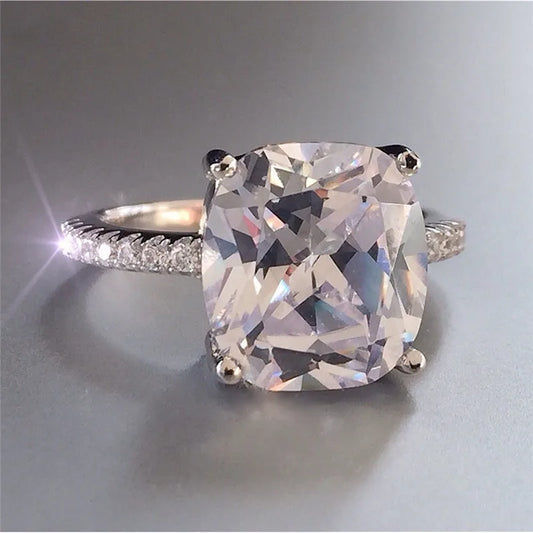 Luckacco Luxury 925 Sterling SILVER Oval Square Simulated Diamond Rings Finger For Cocktail ENGAGEMENT WEDDING Women JEWELRY