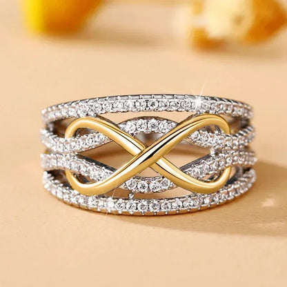 Luckacco Fashion Infinite Love Rings for Women Full Bling Iced Out Cubic Zirconia Wedding Engagement Rings Trendy Luxury Jewelry Anillos
