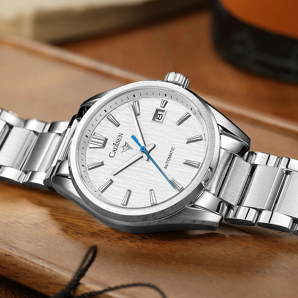 luckacco cadisen 2024 new luxury men mechanical wristwatches 10bar waterproof japanese nh35 movement automatic watch steel watch for men