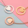 Luckacco Stainless steel exquisite, simple and fashionable necklace with circular ring and heart-shaped pendant