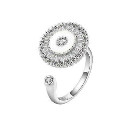 Luckacco Ethnic Mandala Flower Finger Rings for Women Girls Rotating Rose Sun Planet Anxiety Knuckle Ring Anti Stress Jewelry