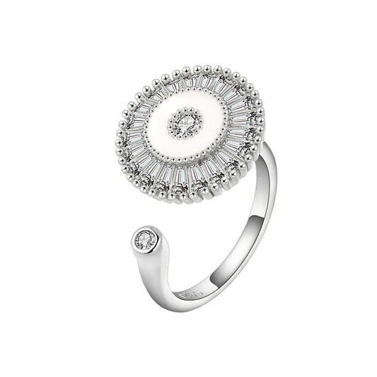 Luckacco Ethnic Mandala Flower Finger Rings for Women Girls Rotating Rose Sun Planet Anxiety Knuckle Ring Anti Stress Jewelry