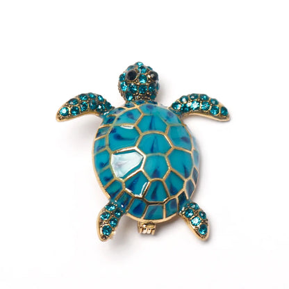 Luckacco Enamel Turtle Brooches For Women Luxury Designer Classic Unique Personality Animal Brooch Pins Jewelry Gift