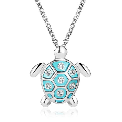 Luckacco New Style INS Fashion Tortoise Pendant Zircon Necklace Choker For Charm Woman Silver Color Punk Trendy Animal Neck Jewelry Gifts