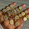 Luckacco 2025 New Finger Ring Copper Gold Color Plated Metal Tarot Enamel Stainless Steel Rings for Women Jewelry