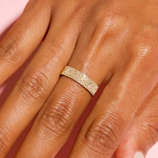 Luckacco Dainty Minimalist Stacking Ring For Women Trend Cubic Zircon Gold Color Crystal Finger Accessories for Female Jewelry Gift R737