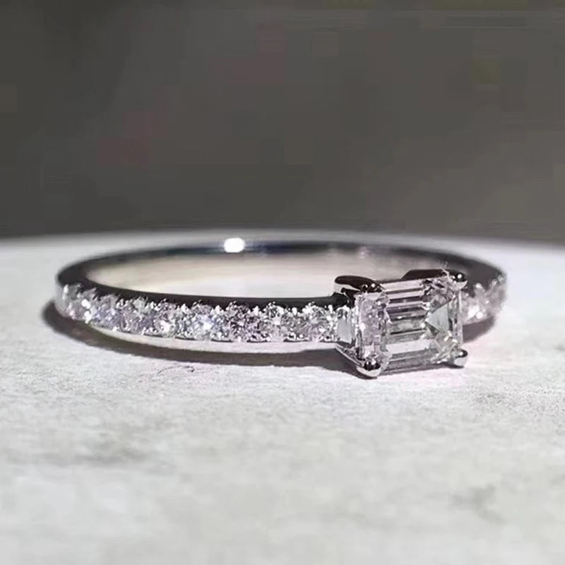luckacco daily picks gorgeous low-key women wedding ring with crystal cubic zirconia exquisite thin band female finger-rings statement jewelry