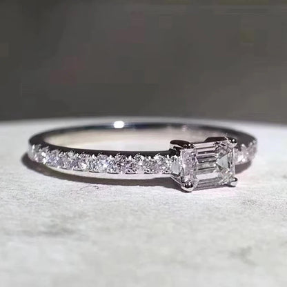 Luckacco daily picks Gorgeous Low-key Women Wedding Ring with Crystal Cubic Zirconia Exquisite Thin Band Female Finger-rings Statement Jewelry