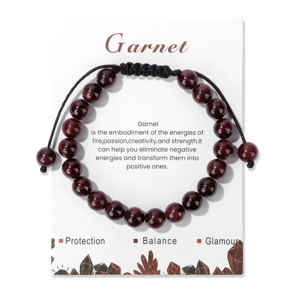 luckacco adjustable healing amethysts bracelets for women men natural stone 8mm beads braided bracelet stress relief anxiety jewelry