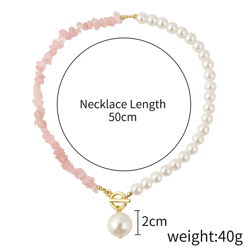luckacco elegant imitation pearl chain choker necklaces for women collar natural stone collarbone necklace asymmetry jewelry holiday gift