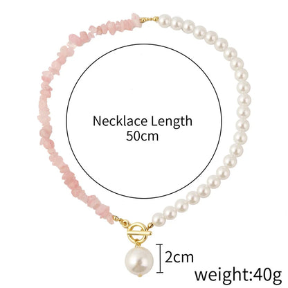 Luckacco Elegant Imitation Pearl Chain Choker Necklaces For Women Collar Natural Stone Collarbone Necklace Asymmetry Jewelry Holiday Gift