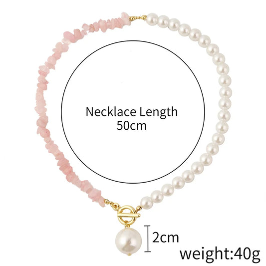 Luckacco Elegant Imitation Pearl Chain Choker Necklaces For Women Collar Natural Stone Collarbone Necklace Asymmetry Jewelry Holiday Gift
