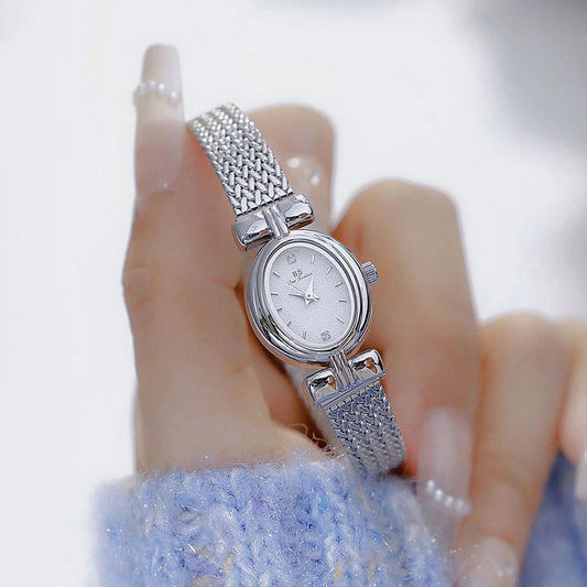 Luckacco BS Original Brand Watch For Woman Oval Gold Mesh Strap Vintage Watch Women Ladies Quartz Watches Luxury Birthday Gifts Women