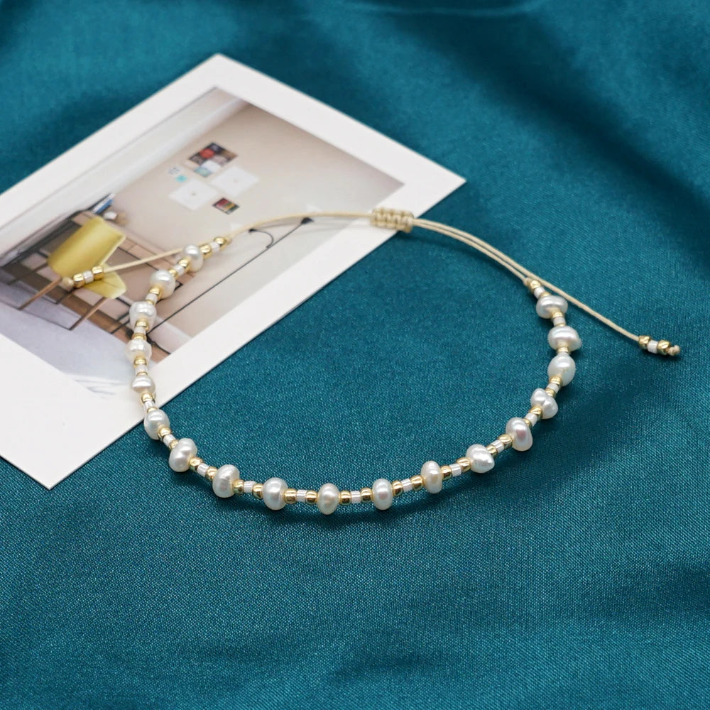 luckacco go2boho miyuki seed bead bracelet fashion dainty jewelry tiny natural freshwater pearl bracelets for women jewellery gift