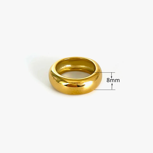 Luckacco Peri'sbox 8mm 10mm High Polish 18K Gold Plated Round Chunky Rings for Women Men Smooth Stainless Steel Minimalist Party Jewelry